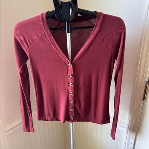 American Eagle Outfitters Burgundy Button-Down Shirt